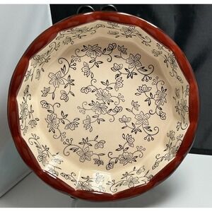Temptations Ovenware Black Floral Lace - Pie Baker Scallop Dish 9" diameter